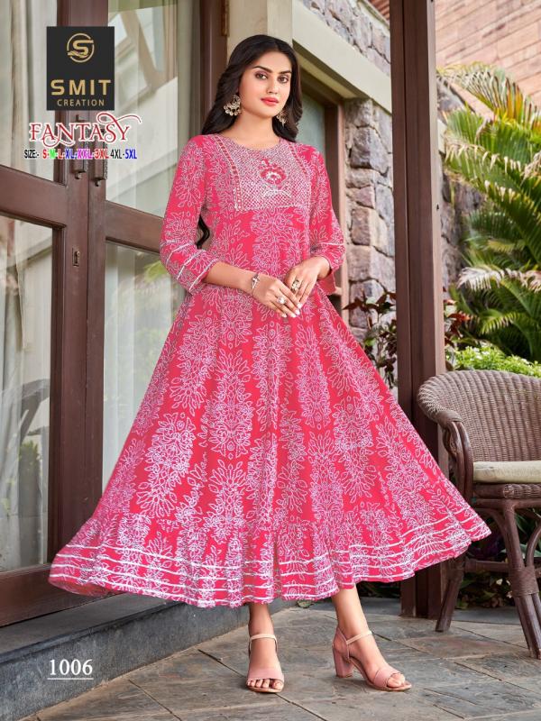 Smit Fantasy Fancy Rayon Anarkali Kurti Collection